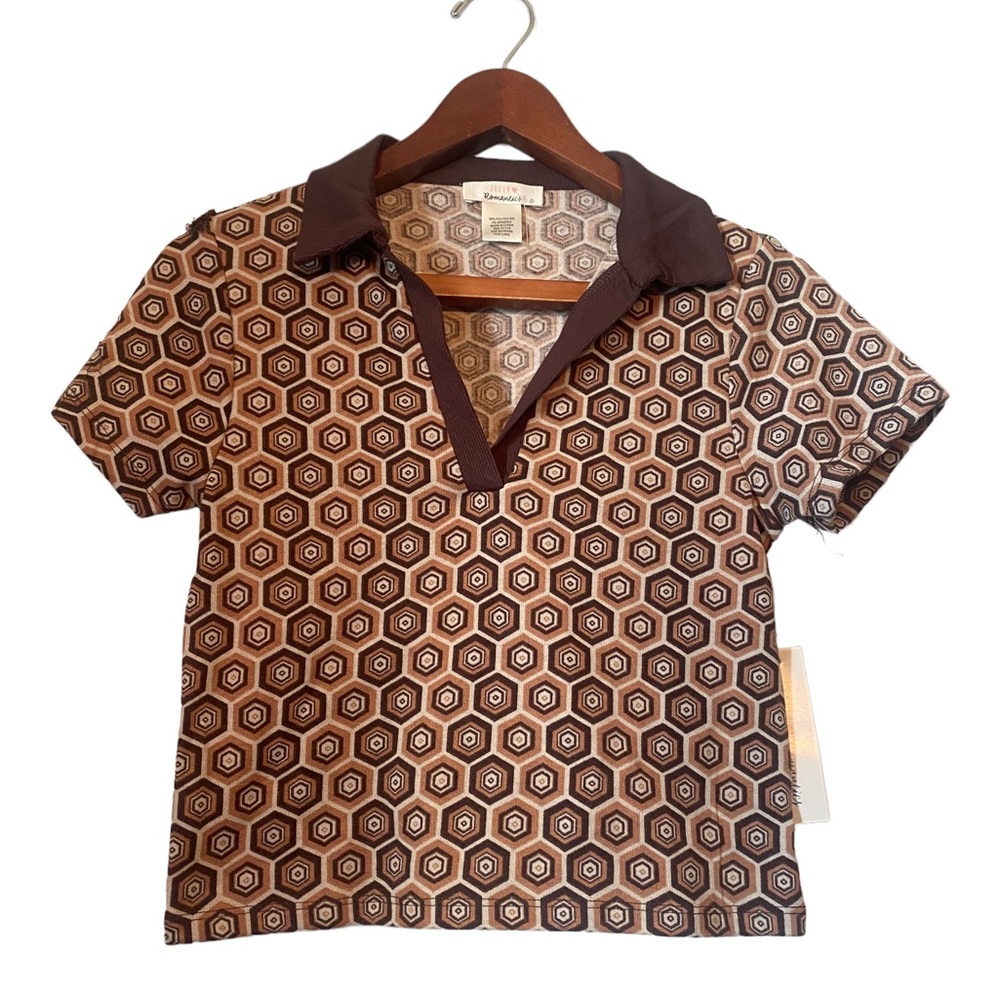 Urban Romantics Vintage Style Collared Short Sleeve Cropped Shirt